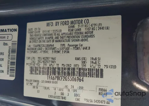 2016 Ford Mustang Gt Premium z USA, uszkodzony, nr VIN 1FA6P8CF2G5306964